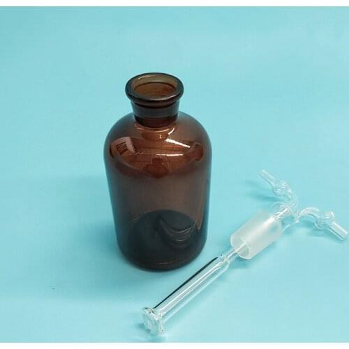 Brown monteggia gas washing bottle,Capacity 250ml,Tea yellow borosilicate glass,Boro 3.3 glass,Shisha hookah