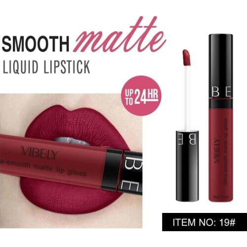 VIBELY 29 color round tube matte Lip gloss waterproof Lasting Lipstick non-stick cup liquid lip glaze Cosmetics Makeup TSLM1