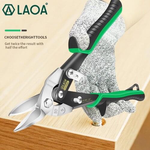 LAOA Metal Cutting Scissors Multifunctional iron Shears CR-MO Lengthen Stainless steel scissors Curved metal Scissors