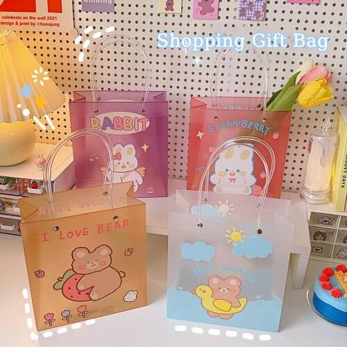 Yisuremia Newest Kawaii Storage Bag Korean Girl Cartoon Portable Shopping Gift Bag For Kids Notebook Stationery Organizer