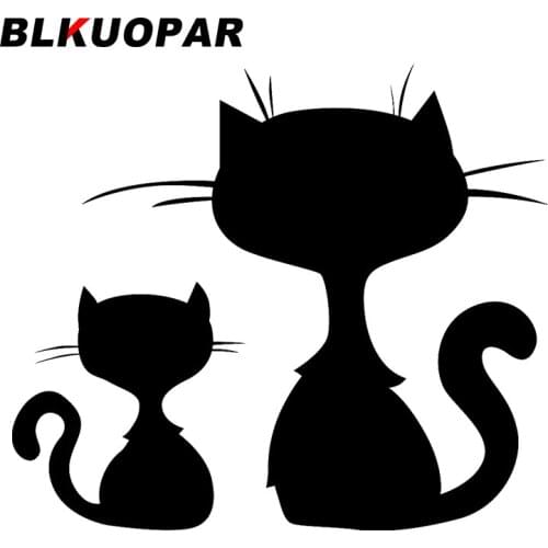 BLKUOPAR for Two Cute Cat Cartoon Silhouette Sitting Car Stickers Original Waterproof Decals Sunscreen Motorcycle Helmet Decor