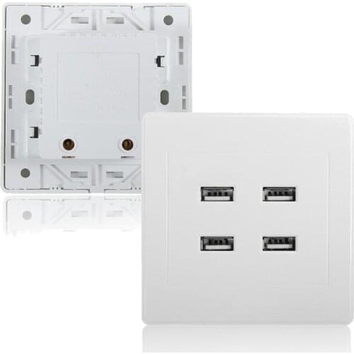 4 Port USB Port Electric Wall Charger Adapter Plate Coupler Outlet Power Socket Plug Panel 5V EU Plug Socket Power Outlet Panel