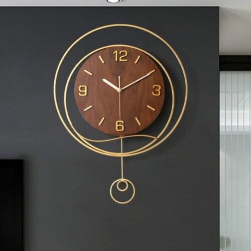 Nordic Large Wooden Metal Wall Clock Modern Design Silent Wall Clock Pendulum Living Room Relogio Parede Home Decoration BA60WC