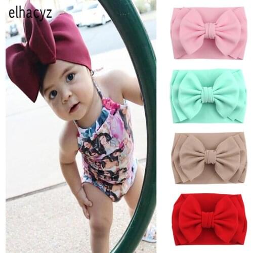 2021 NEW 7'' Big Double Layer Molded Foam Bow Headband For Girls Solid Elastic Hair Band Big Puff Bow Turban Hair Accessories