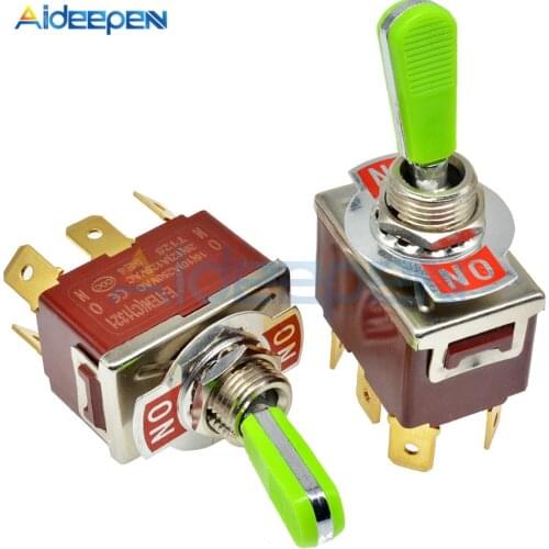 E-TEN(C)1321 Toggle Switch Red 6 Pin ON-ON Switch ON-OFF Silver Contactor 50000 Times Lifespan 250V 16A 31.5*19.5MM Green Handle