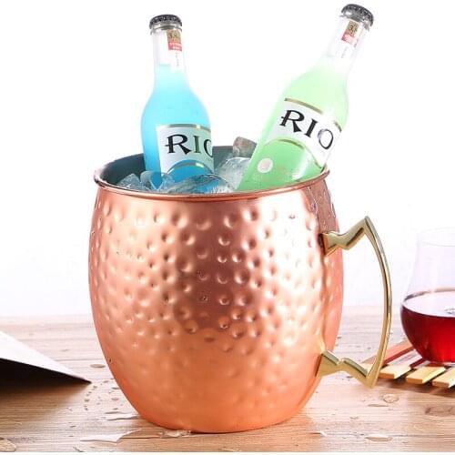 Rose Red Ice Bucket Hand Hammered Moscow Mule Whiskey Barrel Cooling Frozen Barrel Big Capacity Champagne Container