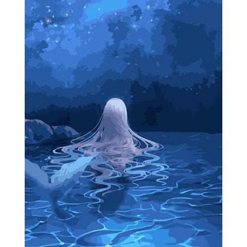 Mermaid Anime game Cartoon Seascape Oil Painting By Numbers DIY Digital Pictures Coloring By Number On Canvas Unique Gifts Home