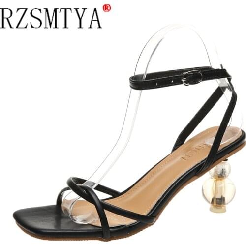 Shaped High-heeled Sandals Summer White Square Toe Ladies Shoes Transparent Crystal Heel Slippers Women Luxury Sandals