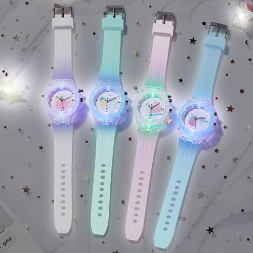 Silicone Cartoon Fruit Childrens Watch Wholesale Electricity Supplier Source Luminous Light Students Led Watch Hot Style