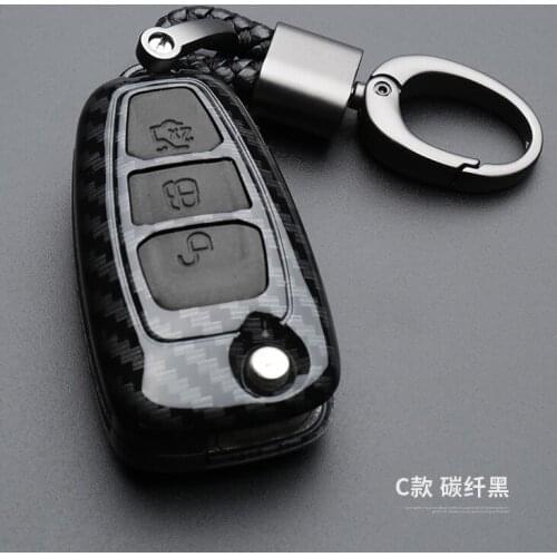 Carbon Fiber+Silicone Key Remote Key Fob Case Cover for Ford MK3 MK4 Fiesta Mondeo Ecosport Kuga Focus ST Focus 3 4