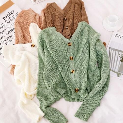 Vintage cute geometric rhombic knitted cardigan sweater women 2020 fashion Autumn and winter outerwear chic england style tops