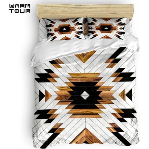 WARMTOUR Duvet Cover Urban Tribal Pattern No.5 - Aztec - Concrete and Wood Duvet Cover Set 4 Piece Bedding Set For Beds