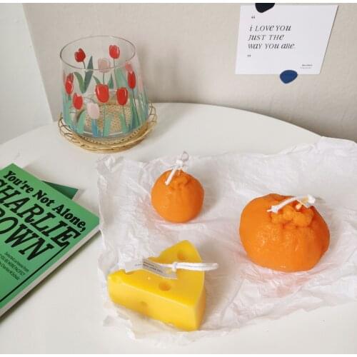 South Korean ins Rubiks Cube Ugly Orange Lemon Cheese Soy Wax Scented Candle Home Pose Photo Props birthday