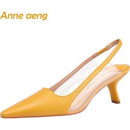 2020 New Summer Women Sandals High Thin Heel Pointed Toe Elastic Band Sexy Ladies Women Shoes Yellow Female High Heels Sandals