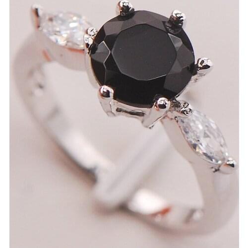 Black Onyx Women 925 Sterling Silver Ring F743 Size 6 7 8 9 10