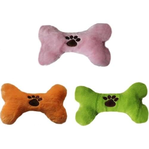 1 pc Plush Pet Sound Toy Dog Bone Shape Cat Puppy Chew Squeaker Squeaky Toy Gift