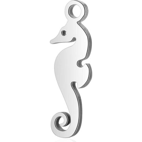 10pcs/lot 4.5*15mm Stainless Steel Sea Horse Pendant Charms with Hook for DIY Necklace Findings Crafts Jewelry Making Party Gift