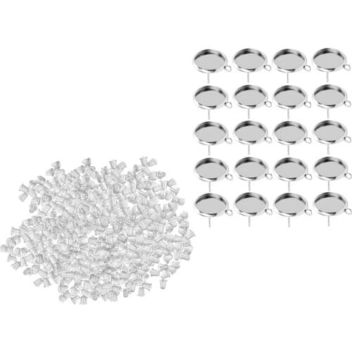 1020 Pieces Clear Rubber Earring Safety Backs and Flat Blank Pad Earrings
