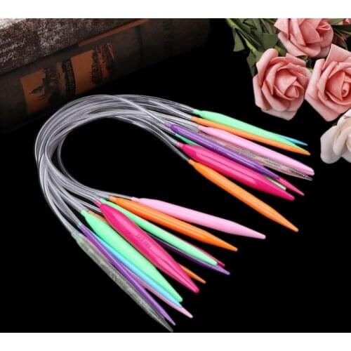 12x Plastic Circular Knitting Needle Crochet Set Craft Multicolor Tube 40cm 80cm W229
