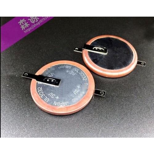 2PCS VL3032-F2N 3V rechargeable battery VL3032 button battery with soldered legs