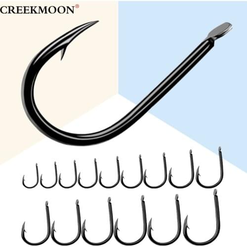 200pcs/lot High Carbon ISEAMA Fishing Hook 1#-15# Carp Catfish Black Steel Fishook Jig Single Hooks Fish Tackle Accessories