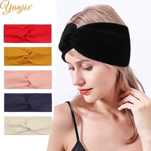 2021 New Arrival Women Knitted Cotton Top Knot Corss Headband Hair Bands Soft Solid Girls Hairband Hair Accessories Twisted Wrap