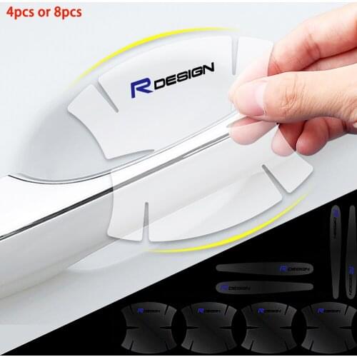 4pcs / 8pcs For Volvo RDESIGN T6 AWD S40 S60 S90 XC40 XC60 Car Door Handle Stickers Auto Handle Protection Anti Scratch Stickers