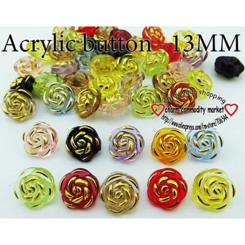 50PCS 13MM ROSE ACRYLIC Dyed Plastic buttons coat sewing clothes accessories garment flower button decoration A-016-1