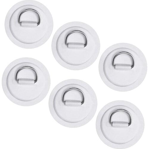 6Pcs 3.15Inch Stainless Steel D-Ring Patch for Inflatable Boat Kayak Dinghy Paddleboard Canoe Rafting Accessories