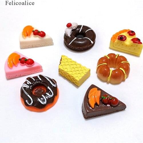 8pcs/bag Cute Resin Candy Donuts Charms For Slime Filler DIY Cake Ornament Phone Decoration Resin Charms Slime Supplies Toys