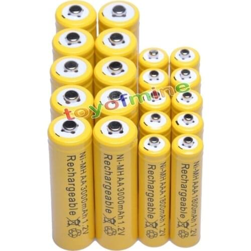 AA 3000mAh + AAA 1800mAh 1.2V NiMH 14500 Rechargeable Battery Cell 2A 3A rechargeable battery