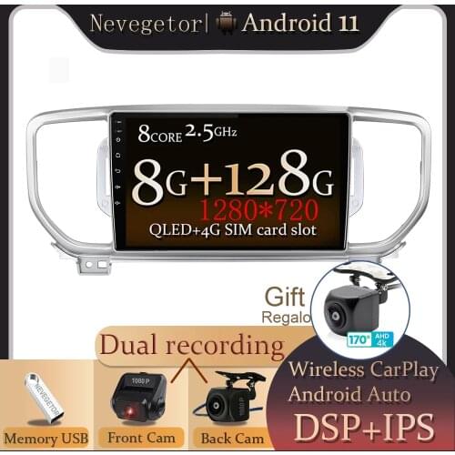 8G+128G Android 11 DSP Car Radio Multimedia Player GPS Navigator For KIA Sportage 4 KX5 2016 2017 2018 Audio 2Din dvd