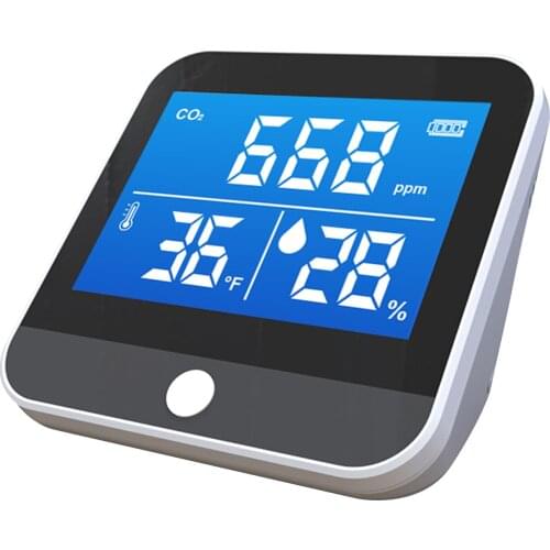 Air Quality Monitor Indoor Home CO2 Meter Carbon Dioxide Detector Temperature Humidity Sensor Real Time Reading CO2 Alarm