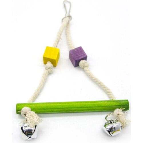 Parrot Swing Wooden Rope Funny Bird Swing Perch Parrot Cage Toy Bird Swing Toy with Bell Bird Cage Games Supplies Legendog
