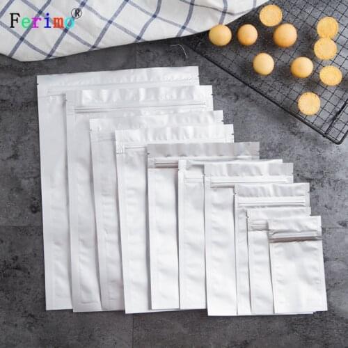 Ferimo 100pcs Pure aluminum foil flat bottom self-sealing plastic zipper bag food packaging sealed bag zip lock storage bags