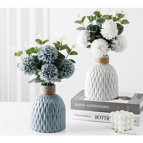Wave Pattern Ceramic Vases Geometric Flower Pot Floral Arrangements Table Vase European Basket Wedding Room Decoration Balcony