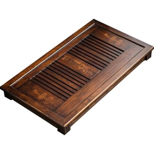 Peony Flower Round Tea Tray-Natural Bamboo Wood Tea tabl Tray Tea Set Board Bamboo Pu er Tea Tray Kitchen Accessories