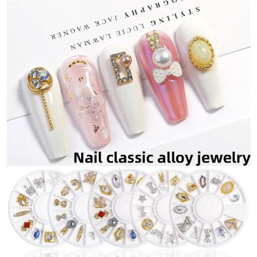 LEMAX 1 Box of 12 Types of Turntables Multi-size Multi-color Flat-bottomed Glass Nails Nail Decoration Art Accessories DIY Hot