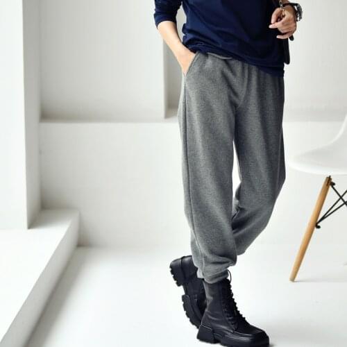 MICOCO K6395C Literature and art leisure Washing is soft, comfortable and fashionable High-waisted, thigh-tied sweatpants