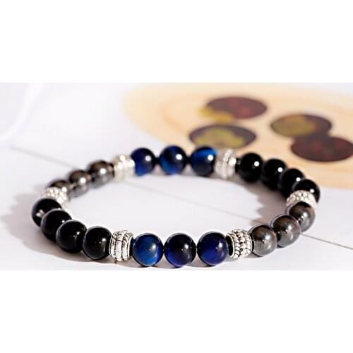 Bracelet Homme Fashion Obsidian Hematite Tiger Eye Stone Beads Bracelets Men Magnetic Women Jewelry Pulsera Hombre
