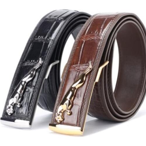 Hujingsha New Thai crocodile belt leather belt mens belt stainless steel plate buckle crocodile bone leather men belt
