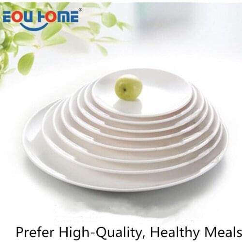 18 Pieces of Household White Disc Set Imitation Porcelain Plastic Plate Suitable for Restaurant Kitchen and Family Gathering