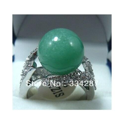Noblest 12mm green red jadestone 18KGP ring(#6,7,8,9 exit) jade