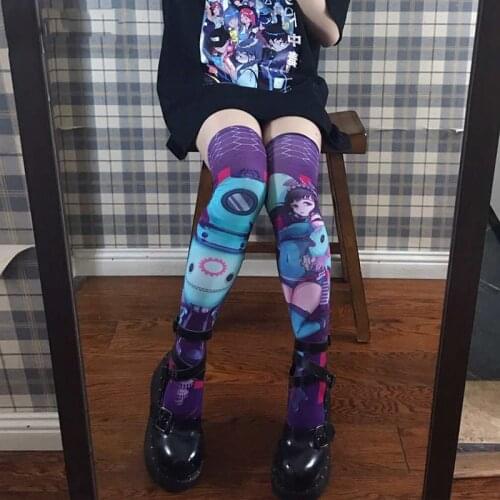 The Seven Deadly Sins Gowther Meliodas Diane Merlin Cosplay Cartoon Pattern Printed Over Knee Socks Lolita Gothic Sexy Stockings