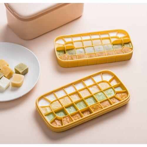 New Silicone Ice Cube Trays 2 Pack Ice Cube Maker and Ice Cube Storage Container Set Ice Mold Makers for Cool Drinks Baby Food