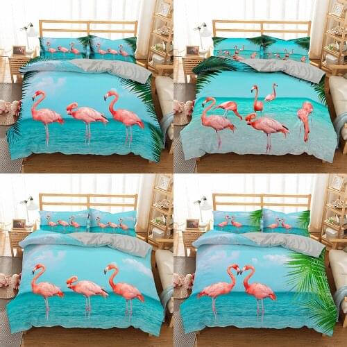 NEW 3D Printed Flamingo Duvet Creativity Aniaml Bedding Set Soft Quilt Set With Pillowcases Colorful Bed Set Simple Home Textile