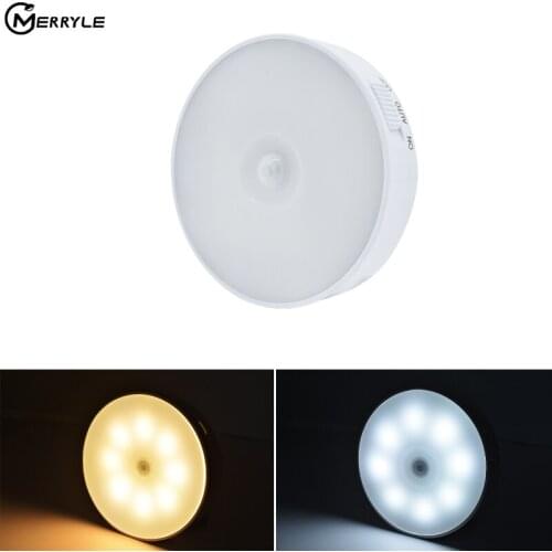 8 LED Rechargeable Lights PIR Motion Sensor Night Lights With Switch for Cupboard Wardrobe Bedroom Closet Stairs Lighting