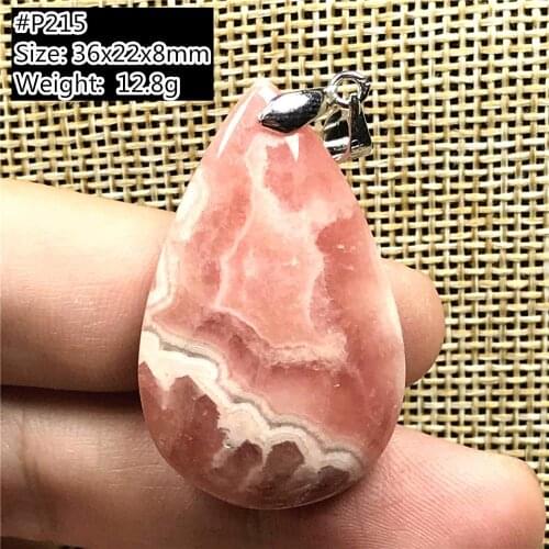 Top Natural Red Rhodochrosite Pendant Jewelry For Woman Lady Man Crystal Argentina 36x22x8mm Beads Silver Water Drop Stone AAAAA