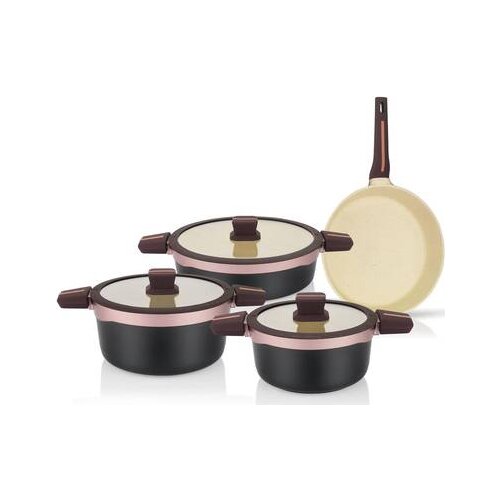 Schafer Gourmia bio Granite 7 Piece Brown black stylish cookware set