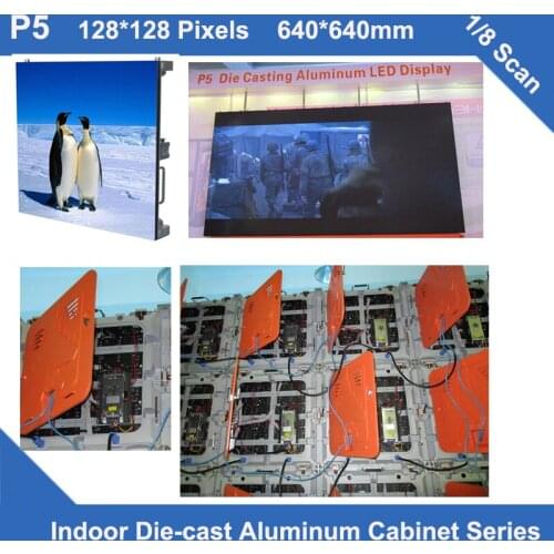 TEEHOled sign indoor P5 diecastCabinet 640mm*640mm 128x128dots slim 1/8scan rental video sign led billboard se advertising panel